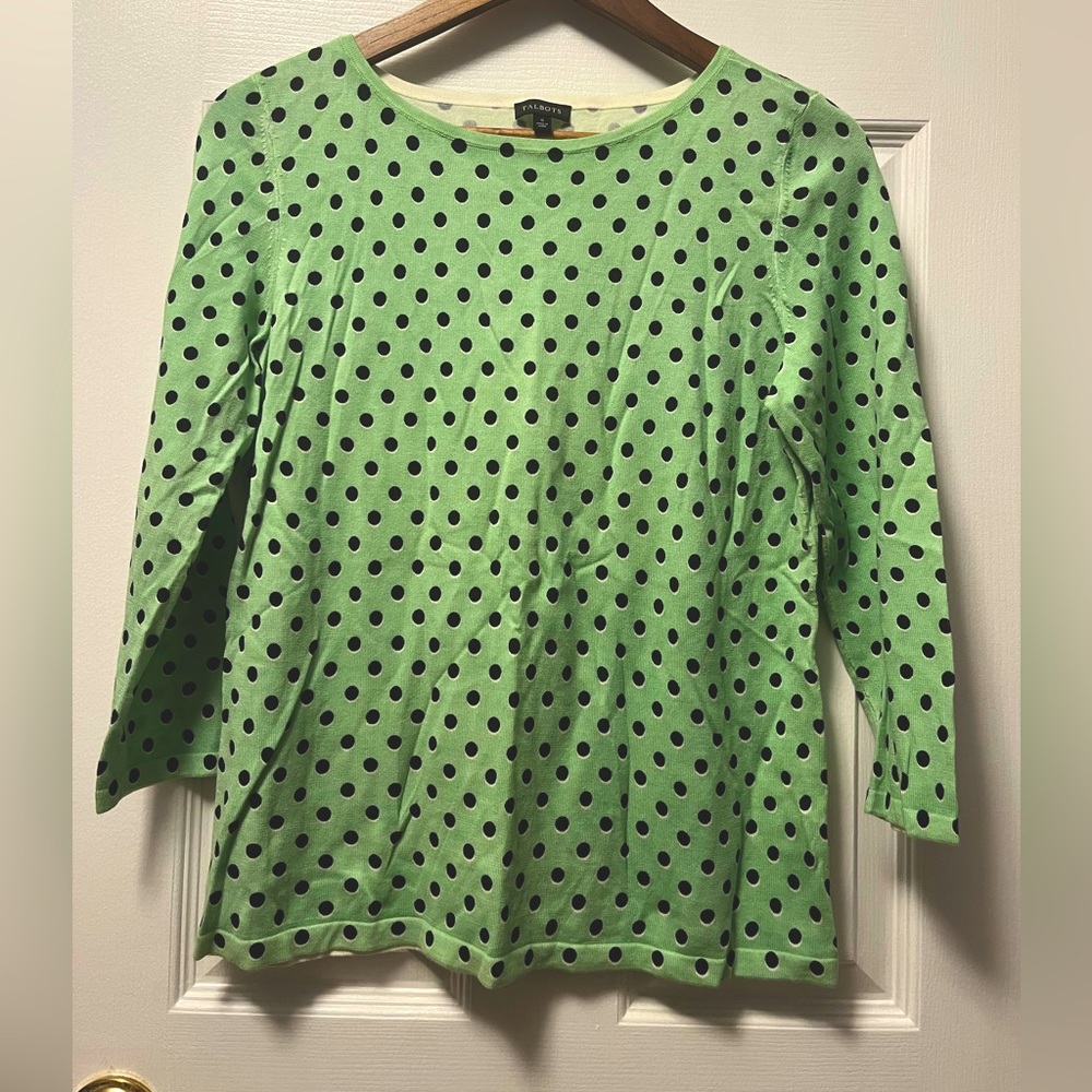 Talbots Long-Sleeve Polka-Dot Top, Women’s Size Small